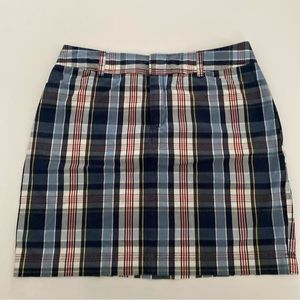Chaps Blue Plaid Skirt Womens Size 8 Pocketed 100% Cotton Flat Front